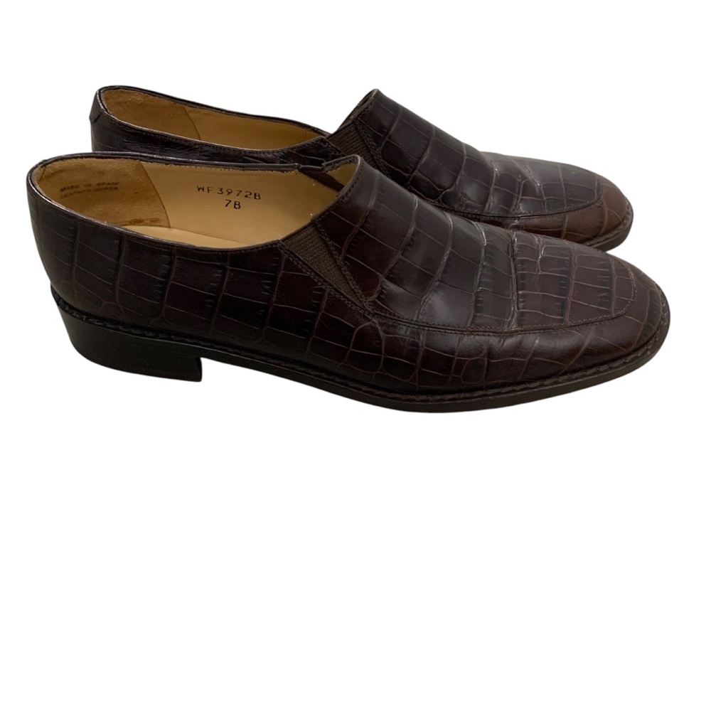 Vintage Ralph Lauren brown leather crocodile embossed loafers women’s 7 Italy